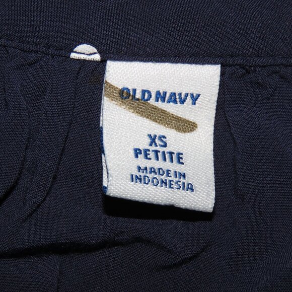 Old Navy Women's Navy & White Dotted 3/4-Sleeve 1/4-Button Top Size XSP (C1355) - Picture 6 of 7